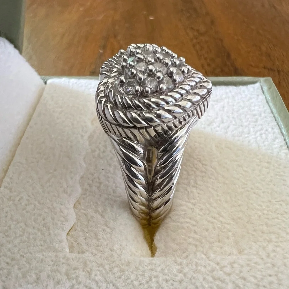 Judith Ripka Sterling Silver Pavé Heart Diamonique CZ Ring Size 6 - Picture 5 of 15